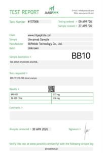 BPC-157 + TB-500 10mg – Certificate of Analysis (BB10)