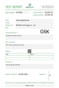 HCG 5000IU – Certificate of Analysis (G5K)