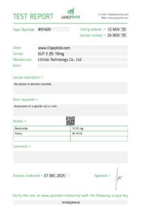 Retatrutide 10mg – Certificate of Analysis