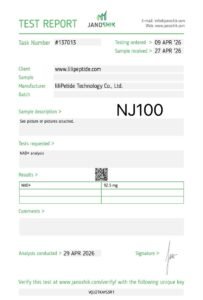 NAD+ 100mg – Certificate of Analysis (NJ100)