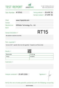 Retatrutide 15mg – Certificate of Analysis (RT15)