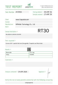 Retatrutide 30mg – Certificate of Analysis (RT30)