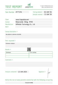Retatrutide 30mg – Endotoxin Analysis (RT30)