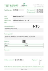 Tirzepatide 15mg – Certificate of Analysis (TR15)