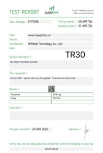 Tirzepatide 30mg – Certificate of Analysis (TR30)